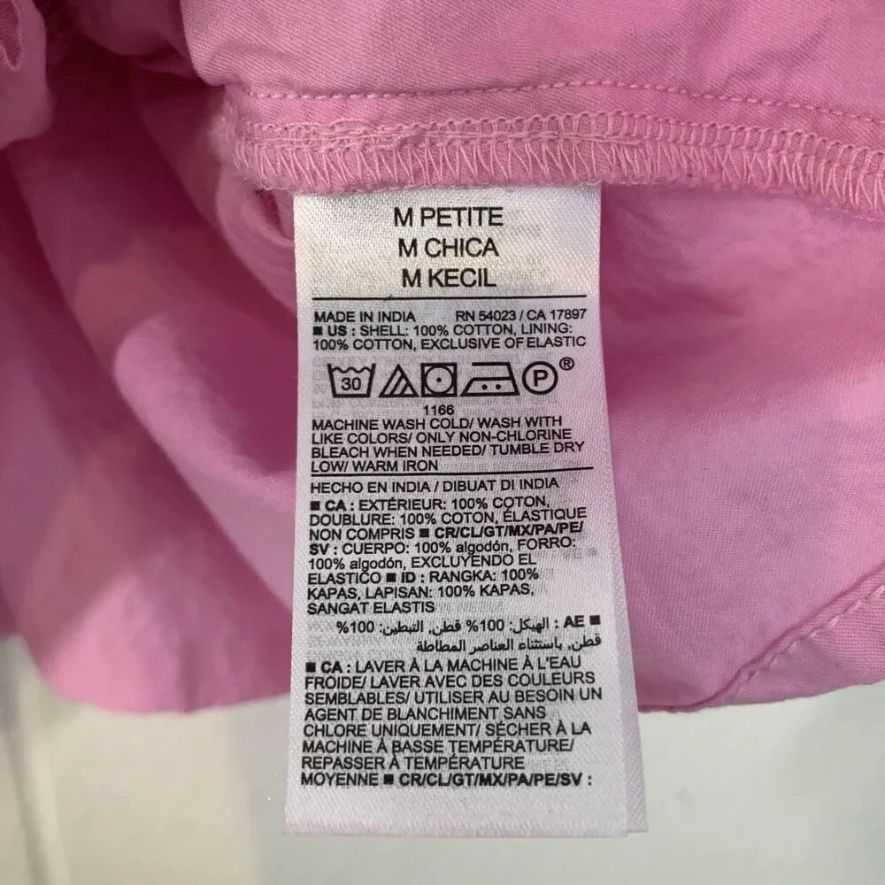 Old Navy Womens‎ Medium P Shirt Crop Coquette Milkmaid Puff Sleeve Smocked Pink